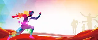 手绘彩色运动红色背景