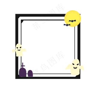 简洁可爱万圣节边框幽灵元素节日边框