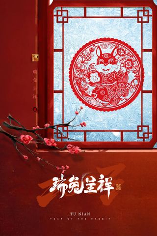 简洁大气兔年新春喜庆海报