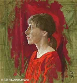 诺曼 · 洛克威尔手绘女性肖像装饰画