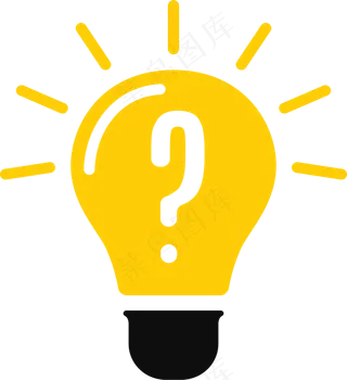 卡通发光疑问灯泡