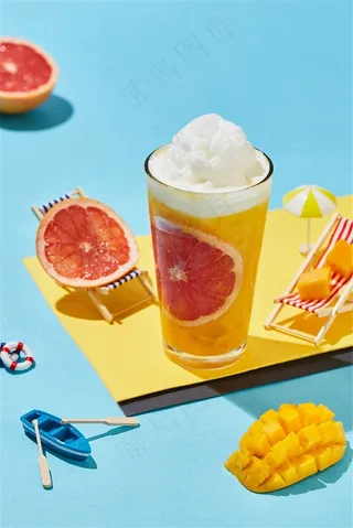 西柚芒果绵绵冰冷饮图片
