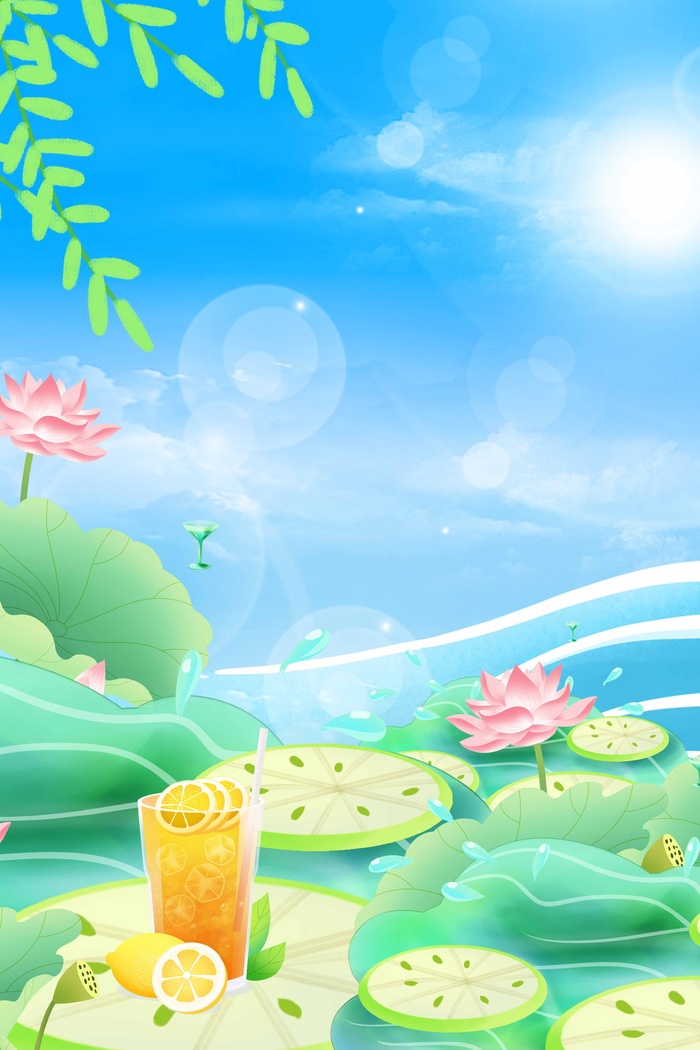 夏天 夏日清凉背景psd模版下载