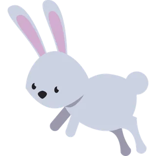 灰色跳跃卡通兔子元素