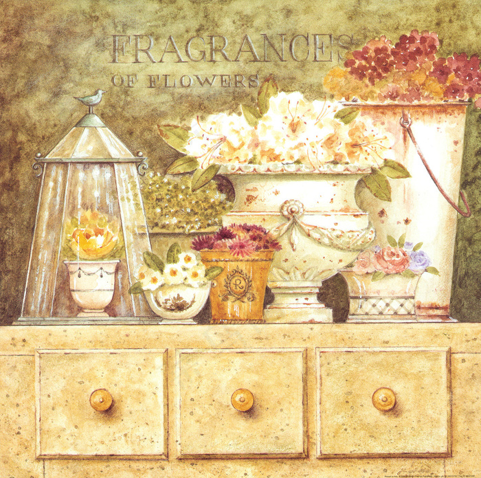 唯美花卉花瓶艺术插画