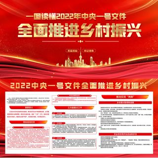 红色大气乡村振兴解读创意展板