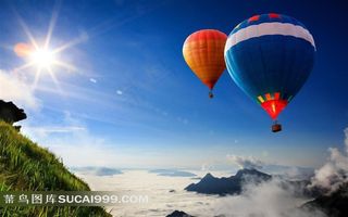 山川和热气球素材图片
