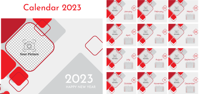 2023日历 2023年挂历 兔年日历 ai矢量模版下载