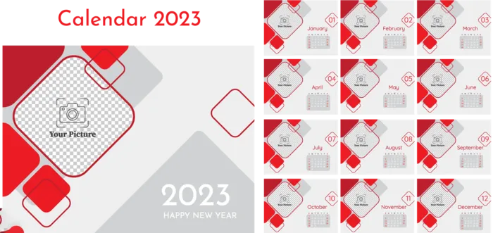 2023日历 2023年挂历 兔年日历 ai矢量模版下载