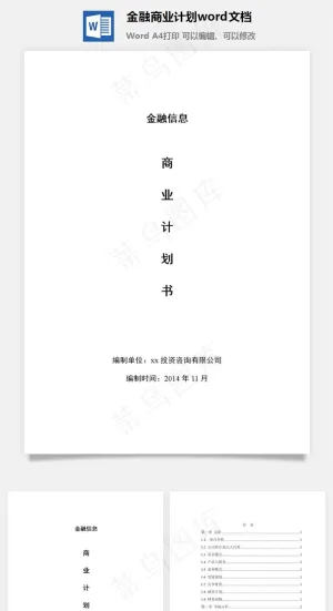 金融商业计划word文档