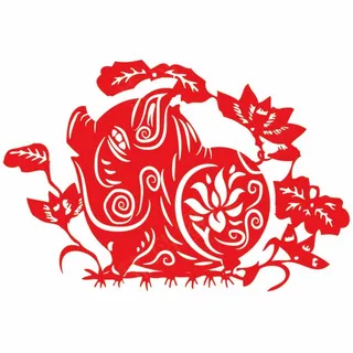 猪剪纸 剪纸风元素