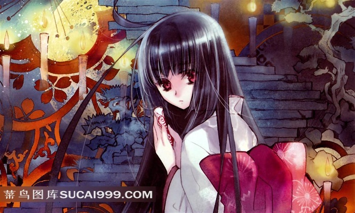 文学少女可爱女孩插画素材