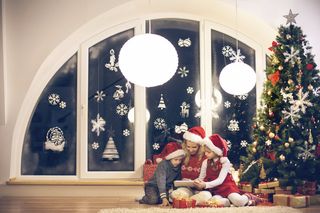 圣诞节装饰窗户门冬天新年装饰室内外场景(45)