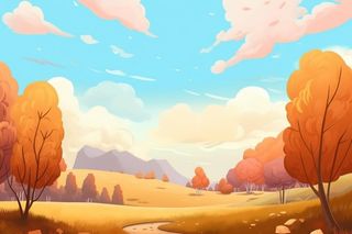 秋季风景插画背景图