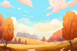 秋季风景插画背景图