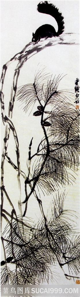 国画名家作品-齐白石的松鼠