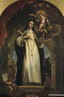 修女与孩子油画