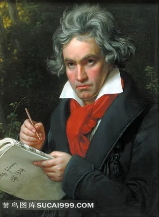 创作中的贝多芬油画肖像高清图片
