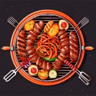 烧烤烤肉美食食物插画素材背景