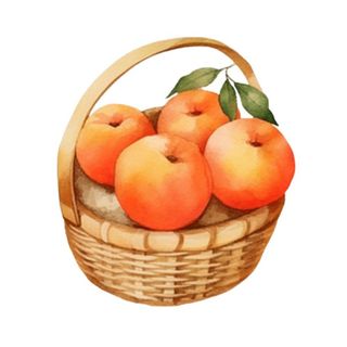 一篮桃子水蜜桃水果插画免抠