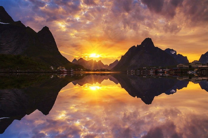 唯美黄昏山水风景图片