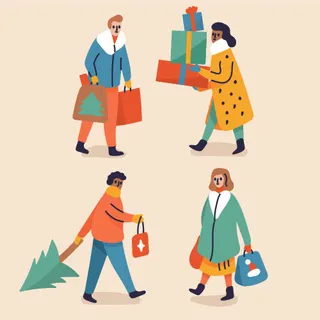 冬天服饰服装冬装穿冬装保暖冬季卡通人物男女装Ai矢量图片素材