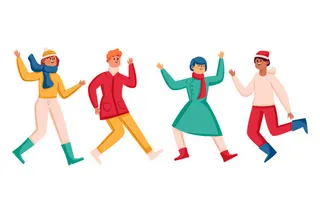 冬天服饰服装冬装穿冬装保暖冬季卡通人物男女装Ai矢量图片素材