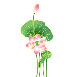 国潮风立体浮雕金边手绘花朵花卉PSD设计PNG免扣图片元素素材