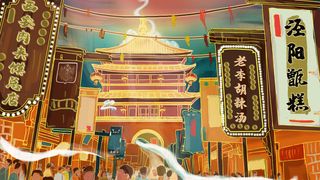 中国风国潮古建筑地标城市古风建筑阁楼印象地标手绘插画PSD素材