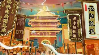 中国风国潮古建筑地标城市古风建筑阁楼印象地标手绘插画PSD素材