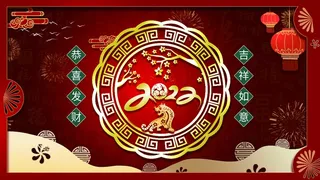 虎年新年喜庆插画海报展板psd模板