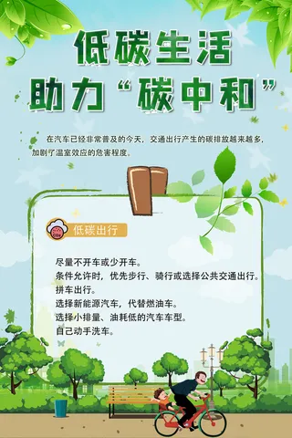 低碳生活助力碳中和海报