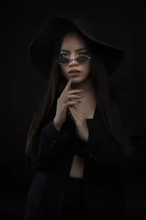 女士, 模型, 肖像, 黑裙子, 黑帽,  女士, 模型, 肖像, 黑裙子, 黑帽,