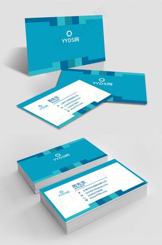 简洁健康卫生几何蓝色商业医疗名片模板 