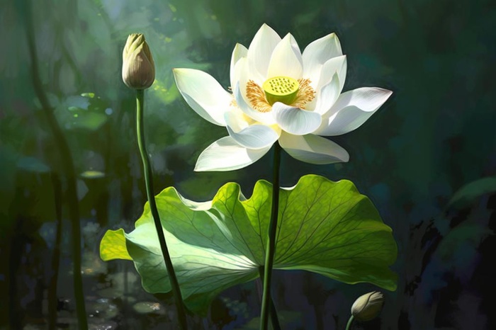 绿色简约荷花摄影背景图