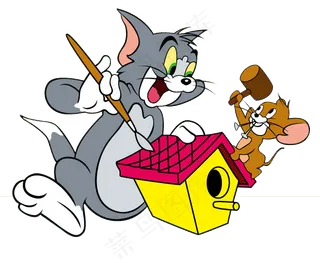 彩色动漫猫和老鼠图片