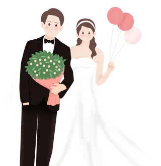 婚纱卡通人物婚礼白纱结婚婚纱摄影手绘