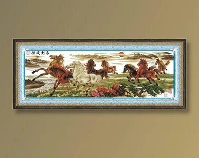 马到成功八骏图装饰画 马到成功八骏图装饰画
