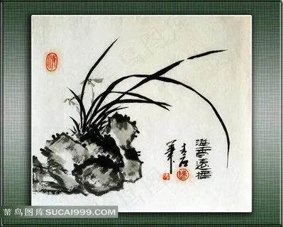 水墨兰草绘画艺术图片