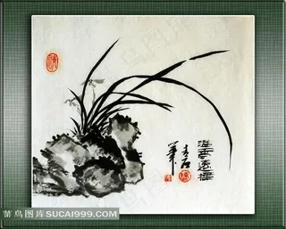 水墨兰草绘画艺术图片