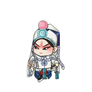 卡通京剧戏剧人物脸谱插画PNG图片 国潮中国风Q版戏剧人物PS素材