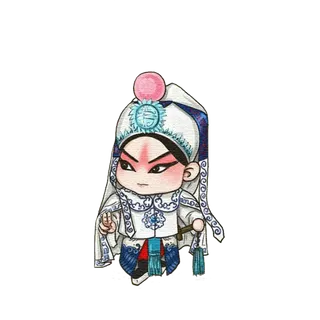 卡通京剧戏剧人物脸谱插画PNG图片 国潮中国风Q版戏剧人物PS素材