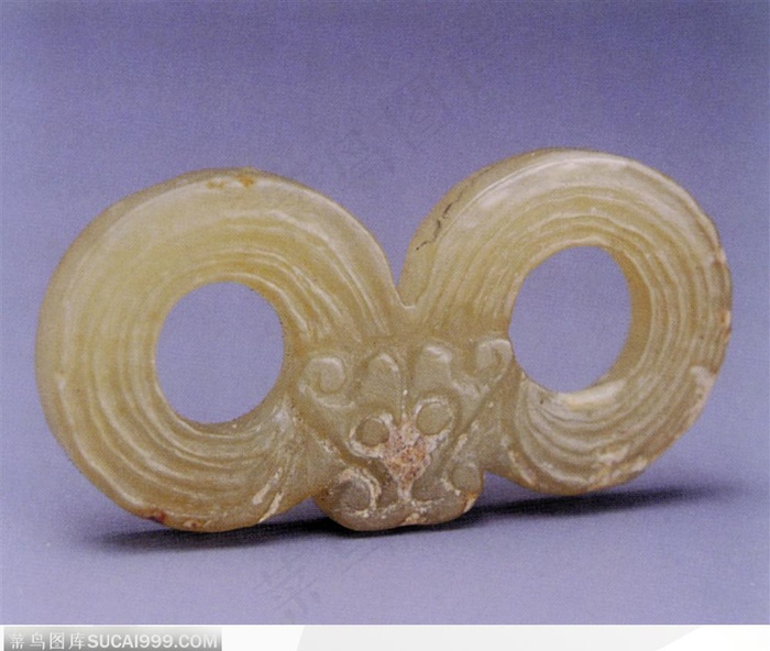 中华传统工艺-褐色双环玉器