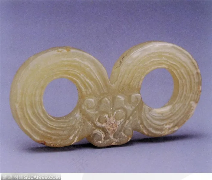 中华传统工艺-褐色双环玉器