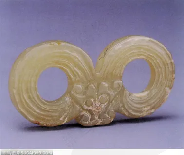 中华传统工艺-褐色双环玉器