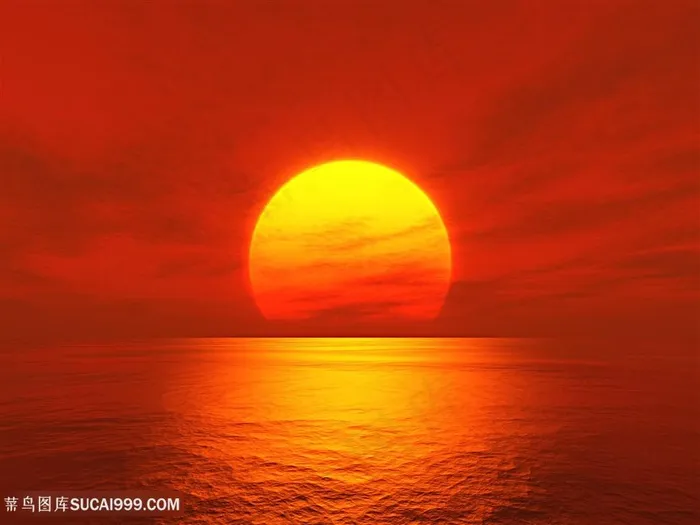 红色太阳景色高清图片