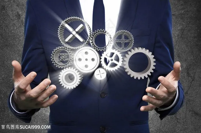 点击齿轮的商务人士高清