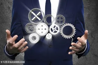 点击齿轮的商务人士高清