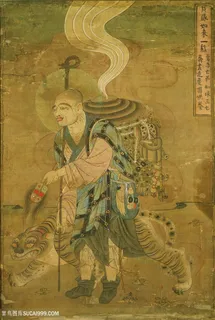 盲僧与虎敦煌佛像壁画国画