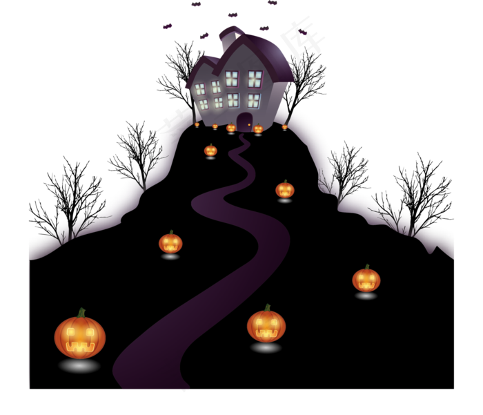 万圣节节日卡通素材城堡